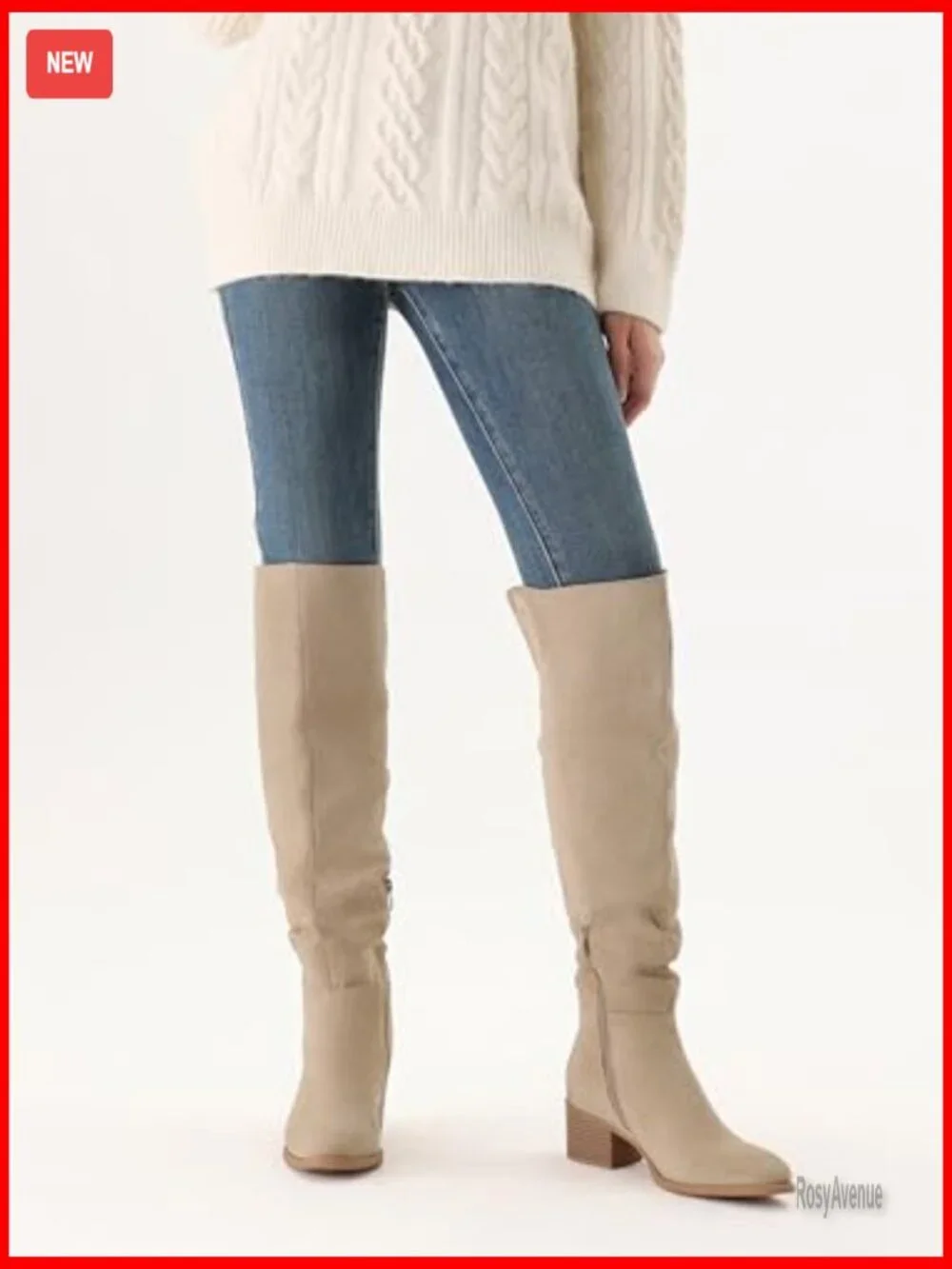 Women's Over The Knee Boots Chunky Block Heel Pointed Toe Slouchy Side Zipper